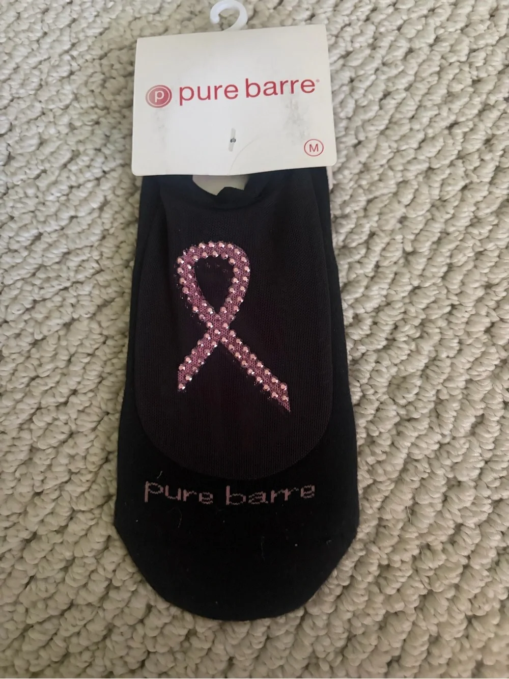 Pure Barre Non-Slip Grip Socks in Black and Pink